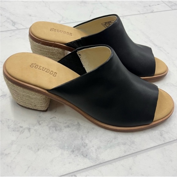 NWT Anthropologie Soludos Capri Mule Leather Black Size 5 - Picture 3 of 12